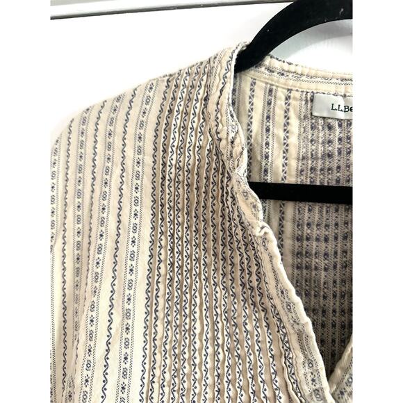 LL BEAN Vintage Dobby Floral Pintuck Cotton Flannel Nightgown Cottage Prairie 1X - Picture 3 of 6